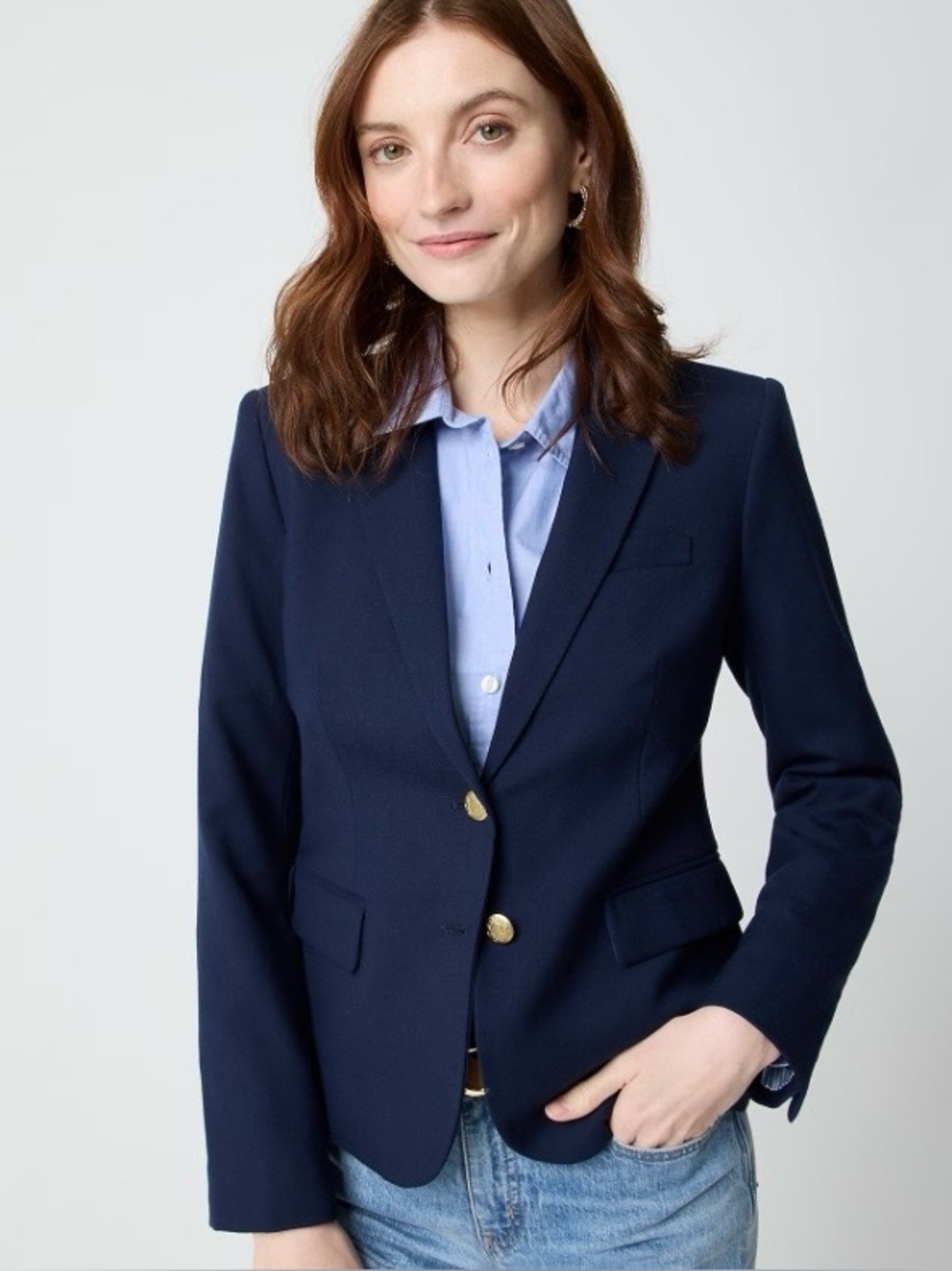 NWT J. Crew Factory Original Schoolboy Blazer Navy Wool Blend Gold Buttons Sz 8